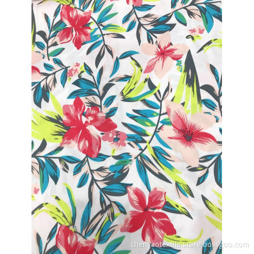 Flower And Leaves Desgin Cotton Stretch Printed Fabric